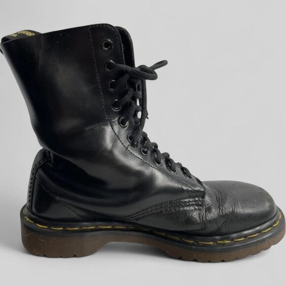 Dr. Martens Combat Boots Leather Black Made In England Women's Size 5 - Picture 2 of 9